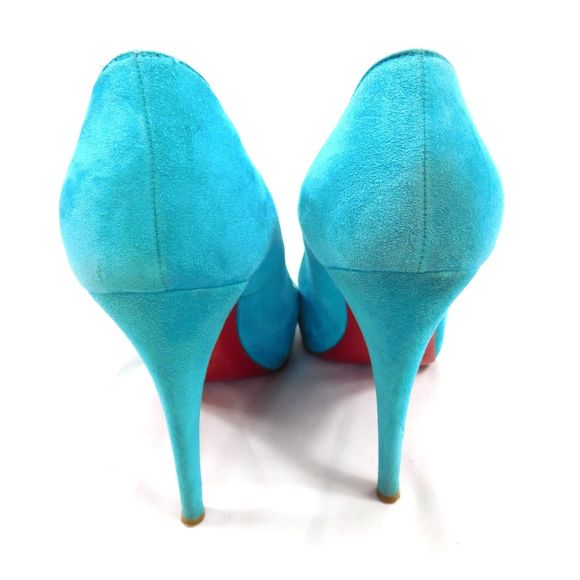 Christian Louboutin Rolando 120 Turquoise Suede Pumps - Picture 10 of 14